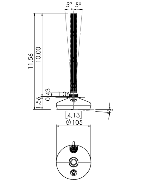 Machine foot HXW105-34-10-PR6211-32D1