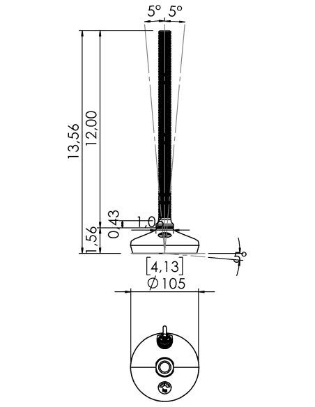 Machine foot HXW105-34-12-PR6211-31D1