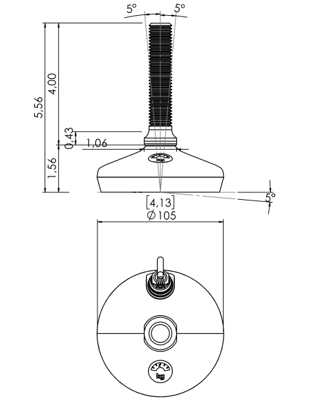 Machine foot HXW105-34-4-PR6211-22D1