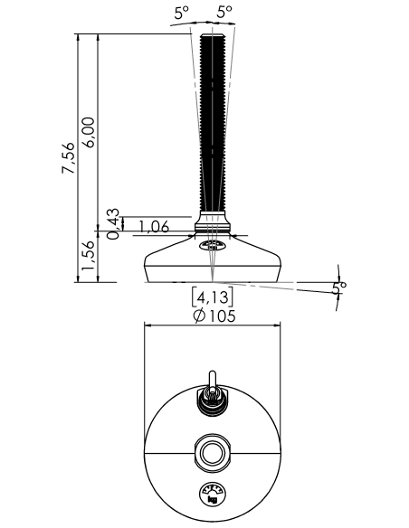 Machine foot HXW105-34-6-PR6211-32D1