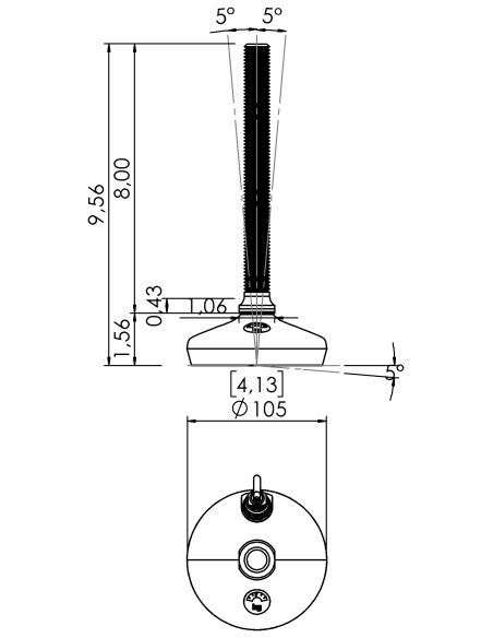 Machine foot HXW105-34-8-PR6211-12D1