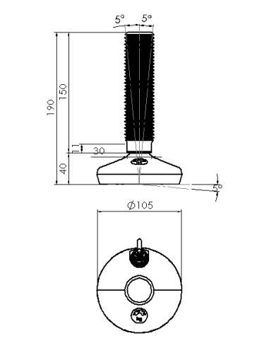 Machine foot HXW105-36-150-PR6211-31D1