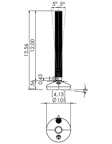 Machine foot HXW105-54-12-PR6211-32D1