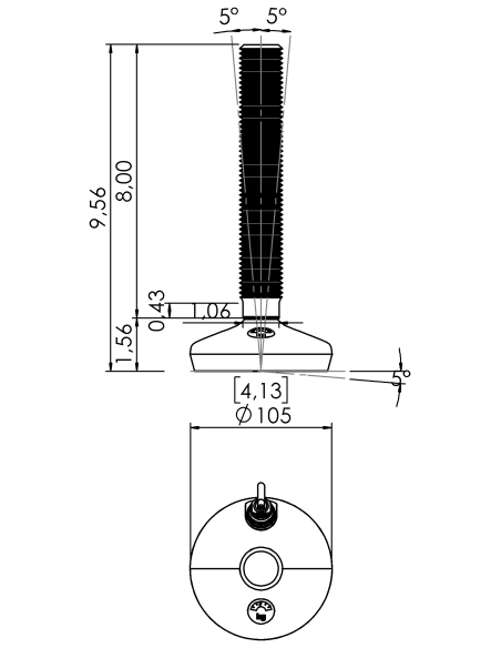 Machine foot HXW105-54-8-PR6211-12D1