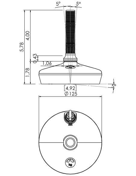 Machine foot HXW125-34-4-PR6251-52L