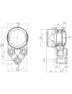 Bearing house XB3FC62(Blue)-SSA30 mm(Front)-CL(Blue)-OS(Blue) 2