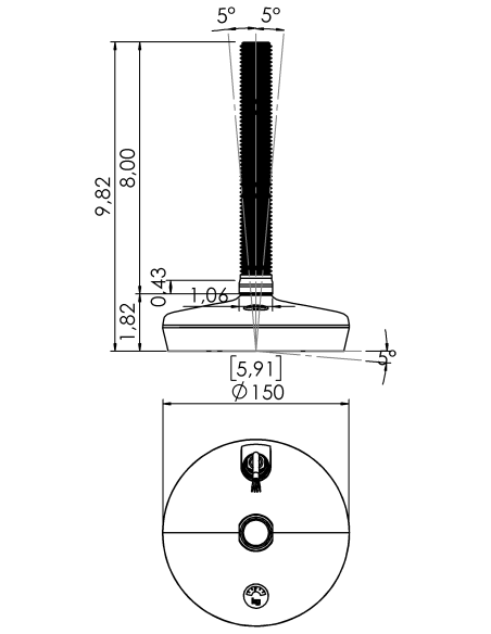 Machine foot HXW150-10-8-PR6251-53L