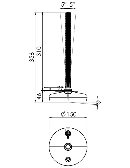 Machine foot HXW150-20-310-PR6251-53L