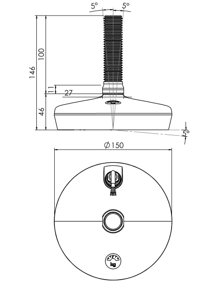 Machine foot HXW150-24-100-PR6251-33L
