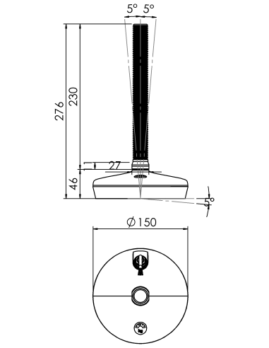 Machine foot HXW150-24-230-PR6251-52L