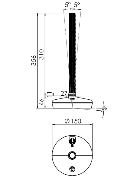 Machine foot HXW150-24-310-PR6251-33L