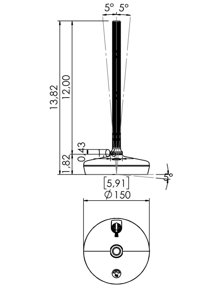 Machine foot HXW150-34-12-PR6251-33L