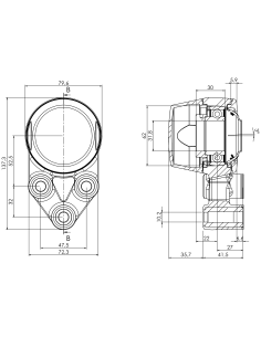 Bearing house XB3FC62(White)-SSA1 1/4"(Front)-CL(White)-OS(White) 2
