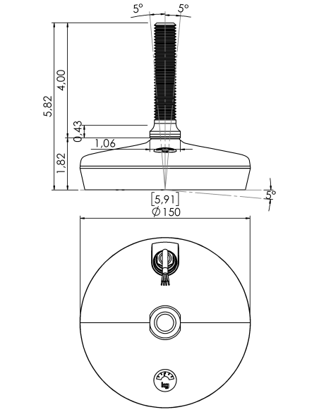 Machine foot HXW150-34-4-PR6251-23L