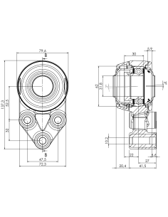 Bearing house XB3FC62(White)-SSA1 1/4"(Front)-OM(White)-OS(White) 2