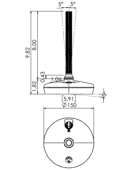 Machine foot HXW150-34-8-PR6251-53L