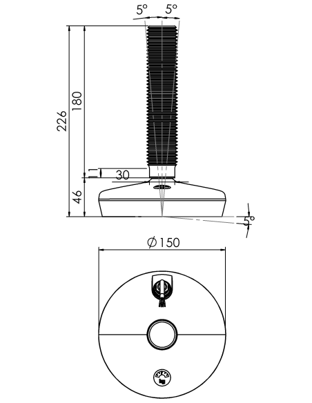 Machine foot HXW150-36-180-PR6251-23L