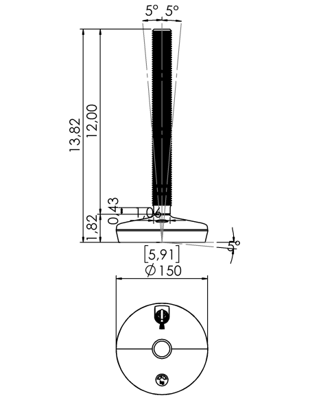 Machine foot HXW150-54-12-PR6251-23L