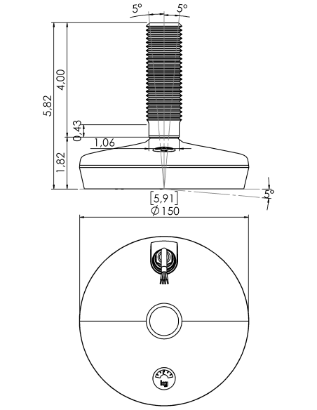 Machine foot HXW150-54-4-PR6251-33L