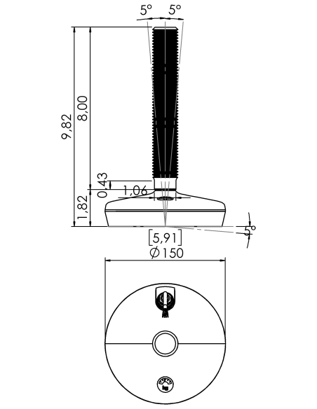 Machine foot HXW150-54-8-PR6251-33L