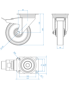 Castor SCSB160, White/Blue, AISI 304, 3.437 2