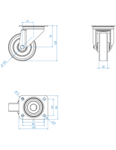 CastorSCS100, White/Blue, AISI 304, 1.473 2