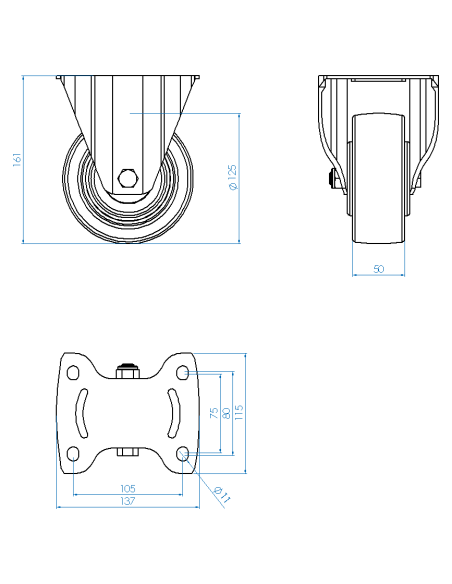 Castor CS125, White, AISI 304, 6.874