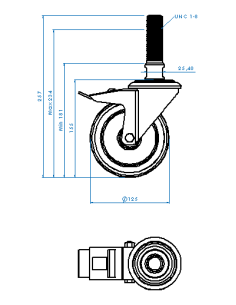 Castor SCRB-HX125, White/Blue, UNC 1 x 4, AISI 304 2