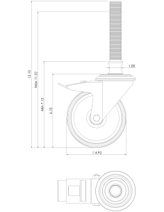 Castor SCRB-HX125, White/Blue, UNC 1 x 6, AISI 304 2