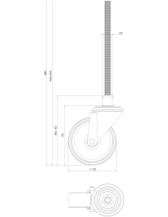 Castor SCR-HX125, White/Blue, M16 x 310, AISI 304 2