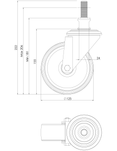 Castor SCR-HX125, White/Blue, M16 x 70, AISI 304 2