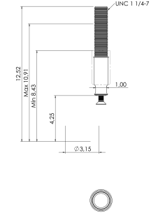 Castor SCRB-XH80, White/Blue, UNC 1 1/4 x 8,30/4,60-UNC 1 1/4 x 3,10, AISI 304 2