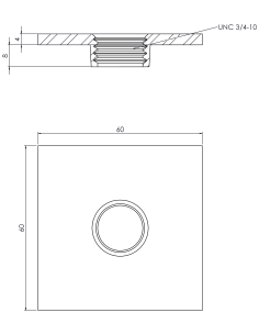 Welding plate WPQ, 60x60x4, UNC 3/4, AISI 316 2