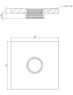 Welding plate WPQ, 30x30x3, M10, AISI 316 2