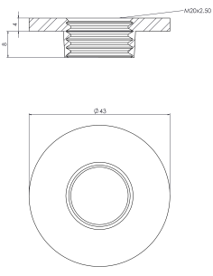 Welding plate round Ø43x4, M20, AISI 316 2