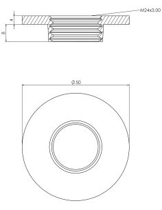 Welding plate round Ø50x4, M24, AISI 316 2