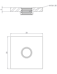 Welding plate WPQ, 25x25x3, M10, AISI 304 2