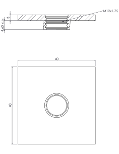 Welding plate WPQ, 40x40x3, M12, AISI 304 2