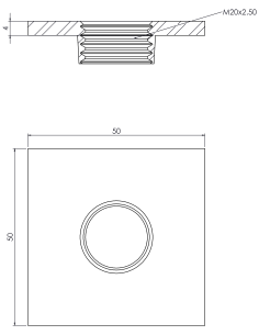 Welding plate WPQ, 50x50x4, M20, AISI 304 2