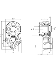 Bearing house XB3FC47(White)-SSB20 mm(Front)-OM(White)-OS(White) 2