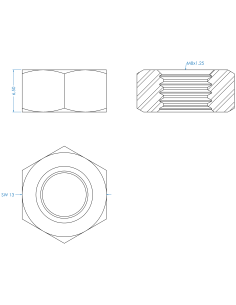 Nut M8, DIN 934, A2-70 2