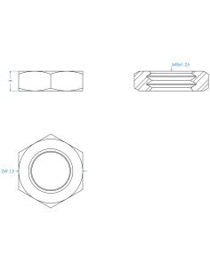 Counter nut M8, DIN 439, A2-35 2