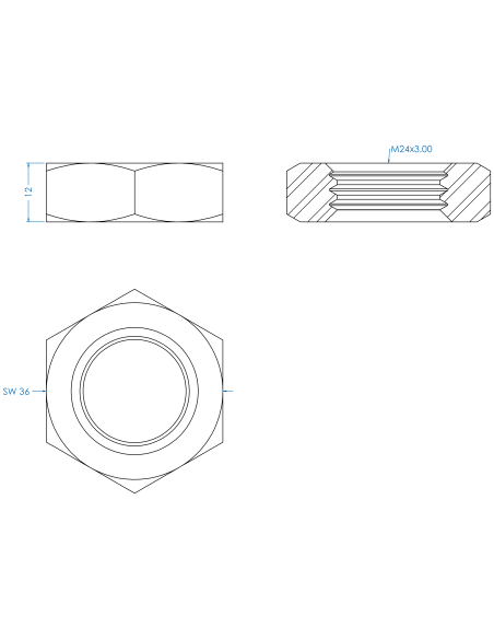 Counter nut M24, DIN 439, A2-35