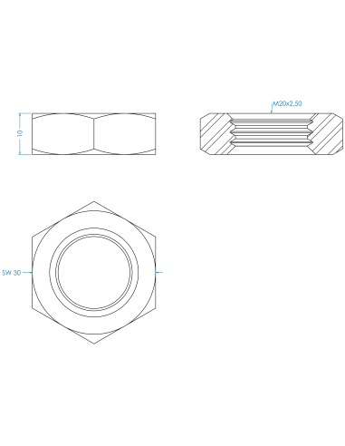 Counter nut M20, DIN 439, A2-35