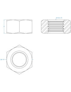 Nut M12, DIN 934, A2-70 2