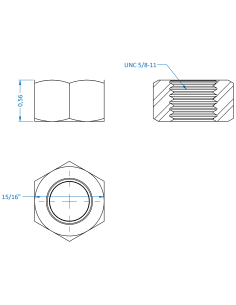 Nut UNC 5/8, ASME B18.2.2, A2-70 2