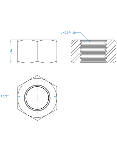 Nut UNC 3/4, ASME B18.2.2, A2-70 2