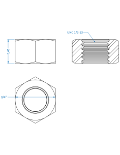 Nut UNC 1/2, ASME B18.2.2, A2-70 2