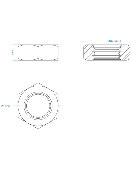 Counter nut UNC 3/8, ASME B18.2.2, A2-35