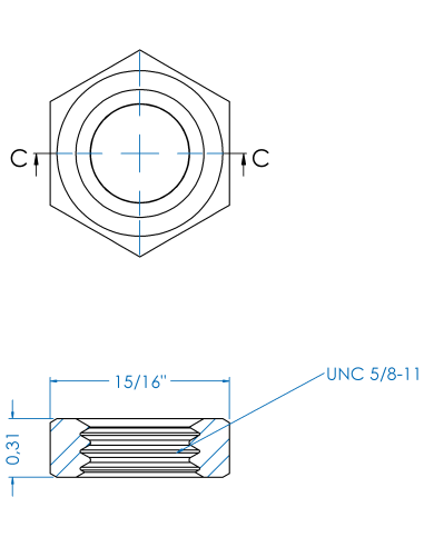 Counter nut UNC 5/8, ASME B18.2.2, A2-35